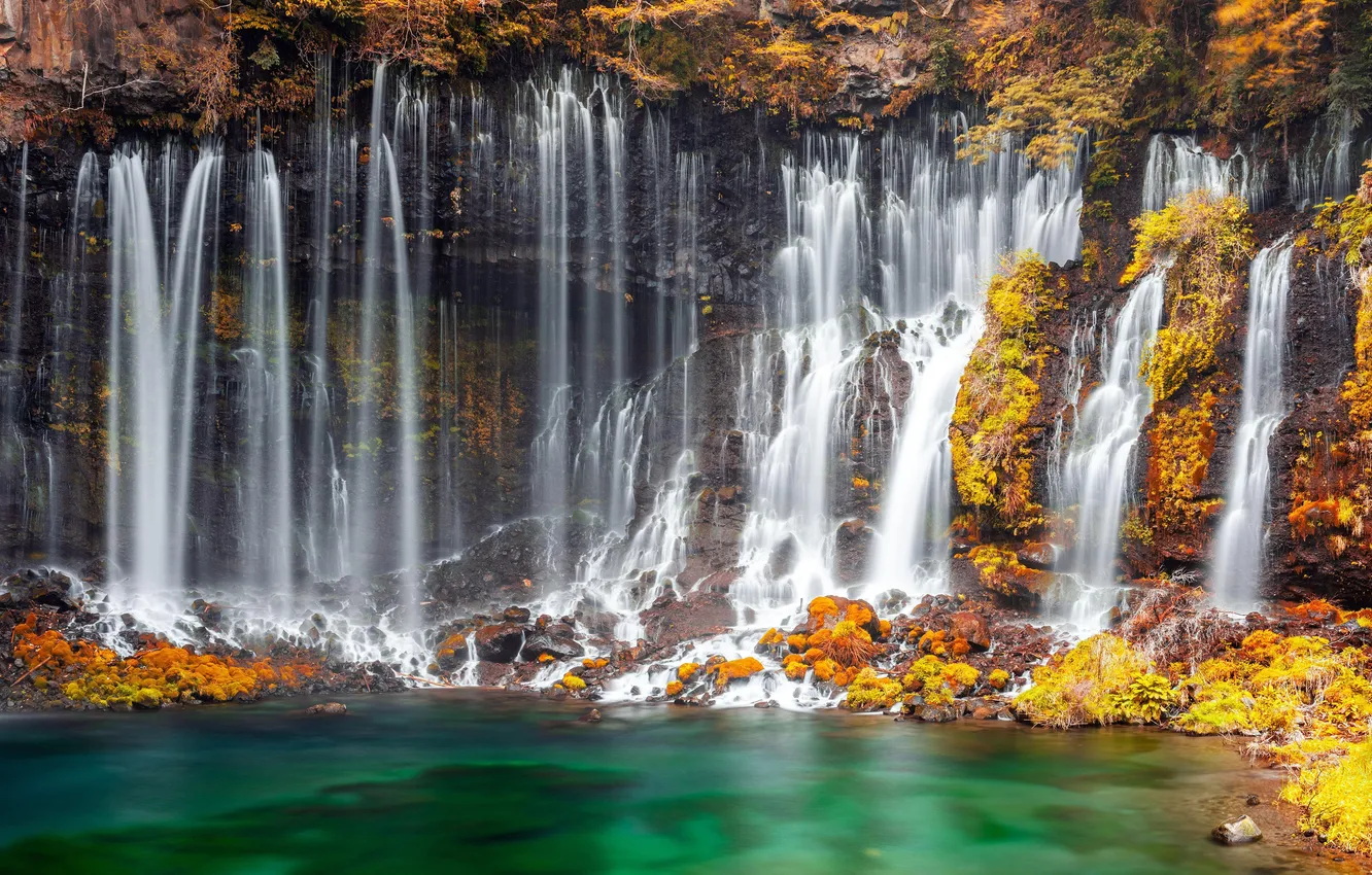 Фото обои префектура Сидзуока, Shizuoka Prefecture, Shiraito Falls, Водопад Сираито, город Фудзиномия, Fujinomiya City