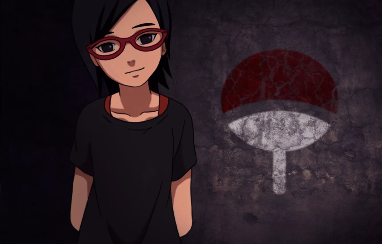 Фото обои girl, logo, game, Naruto, anime, ninja, asian, glasses