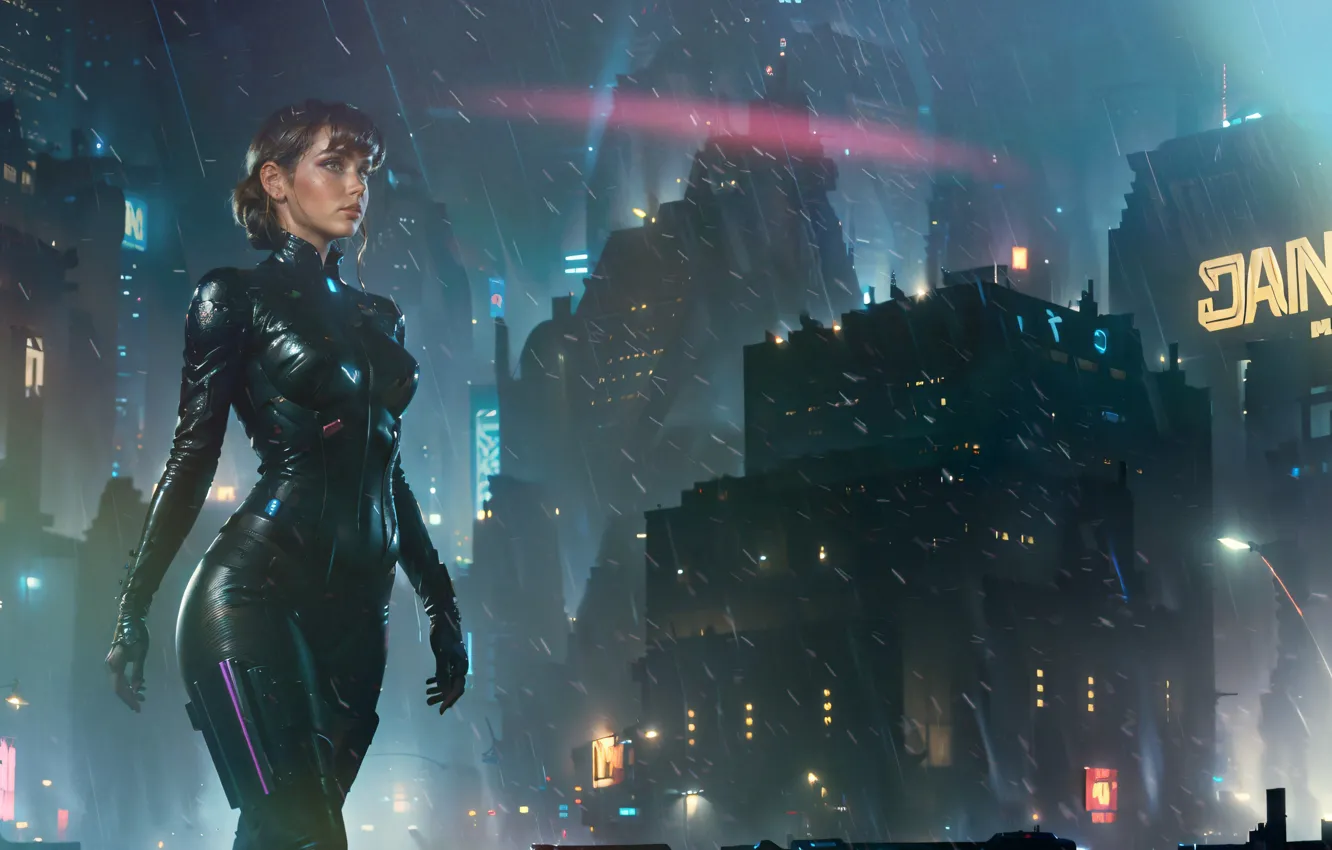 Фото обои city, watcher, scifi, ana de armas