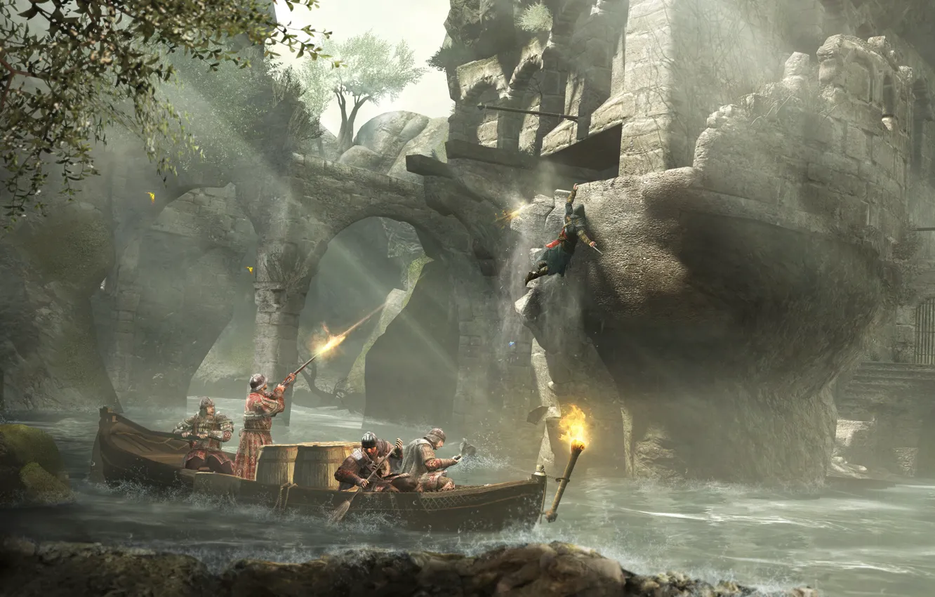 Фото обои лодка, Ezio, ассасин, Assassin's Creed, Revelations, стража, Эцио Аудиторе да Фиренце, протагонист эпохи Ренесcанса (15-16 …