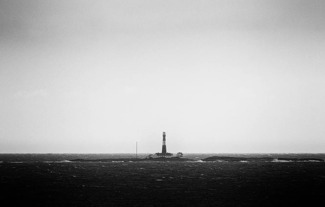 Фото обои waves, storm, sea, wind, lighthouse, troubled sea