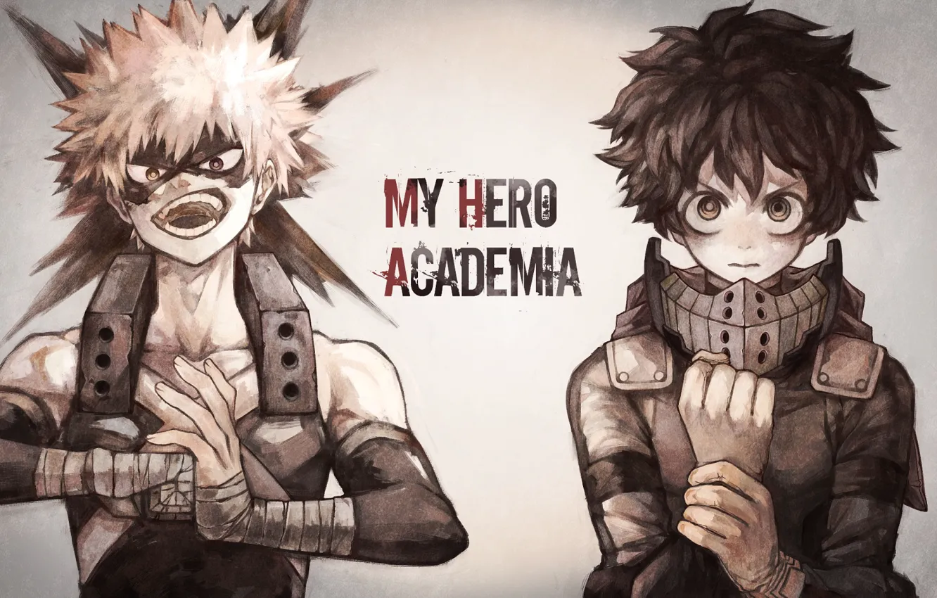 Фото обои парни, My Hero Academia, Boku No Hero Academia, Моя Геройская Академия, Бакуго Катсуки, Изуку Мидория