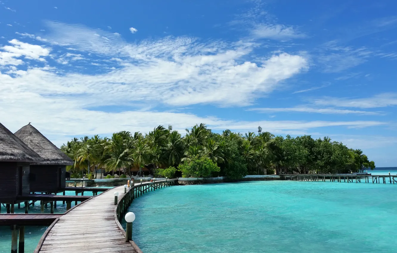 Фото обои океан, отдых, остров, Maldives