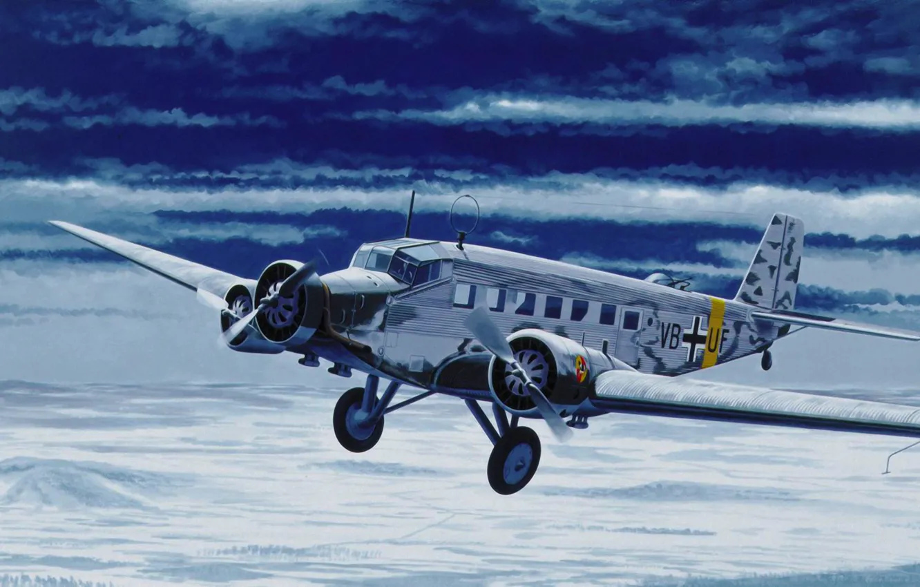 Фото обои art, airplane, painting, aviation, Junkers Ju 52