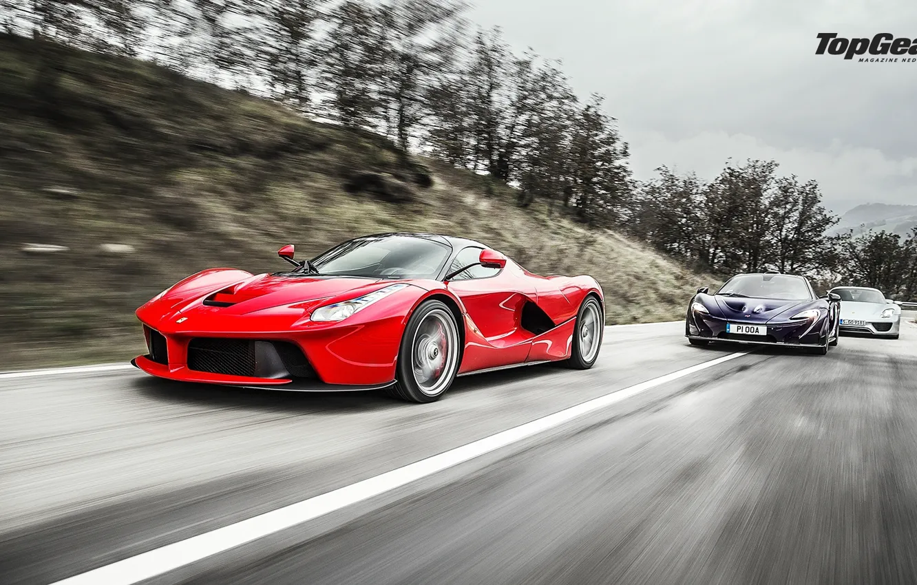 Фото обои McLaren, Porsche, Top Gear, Ferrari, Red, Power, Speed, Front