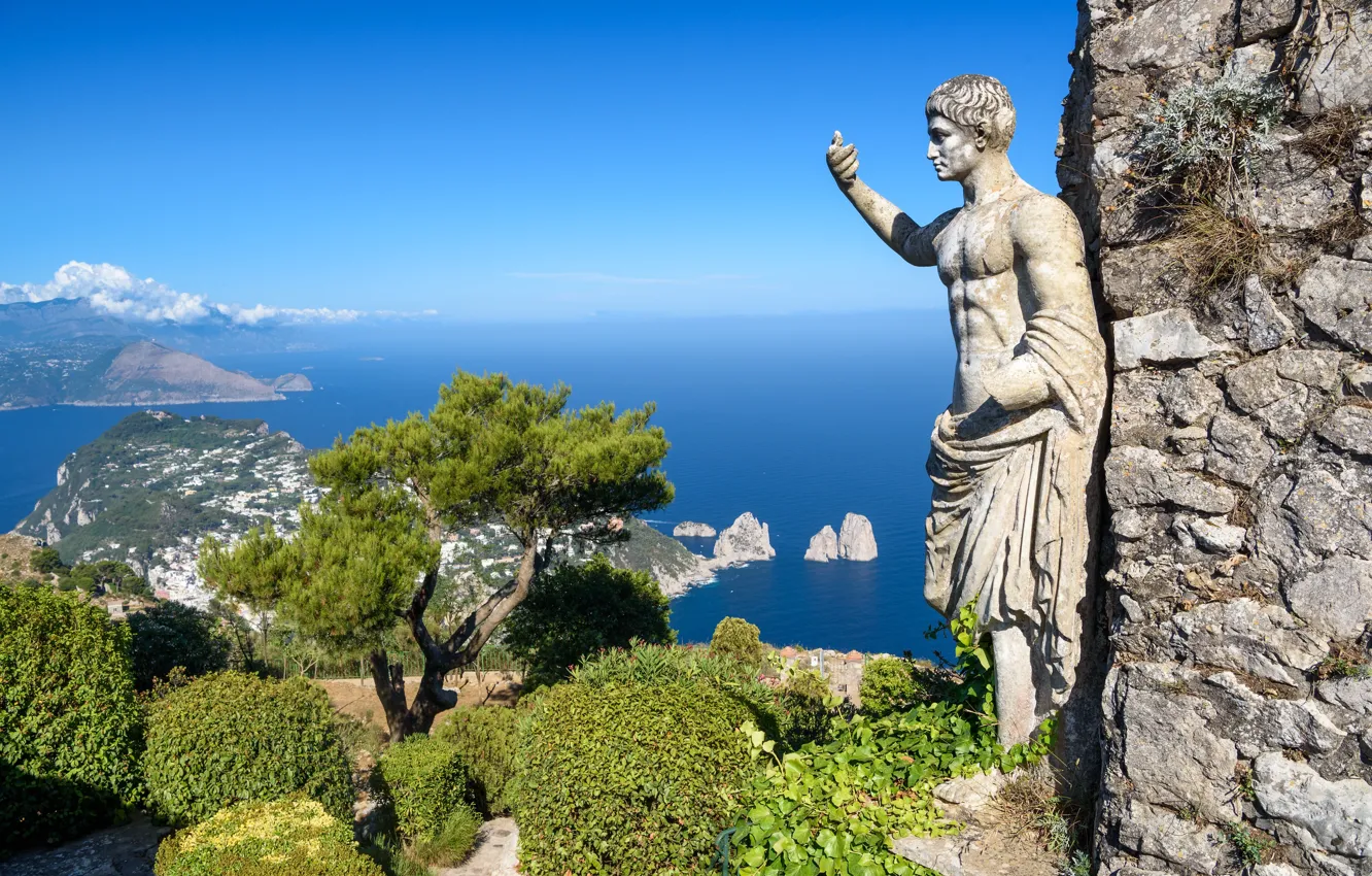 Фото обои Италия, статуя, Капри, Monte Solaro