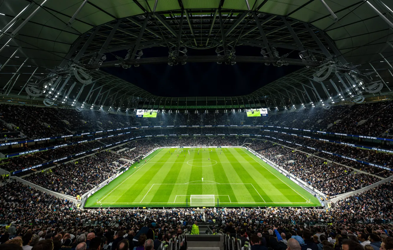 Фото обои поле, футбол, stadium, стадион, матч, tottenham hotspur, тоттенхэм, spurs