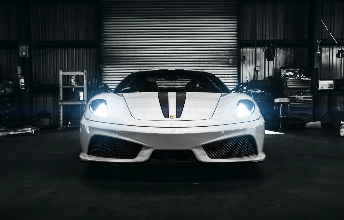 Фото обои белый, F430, Ferrari, white, спорткар, феррари, италия, front