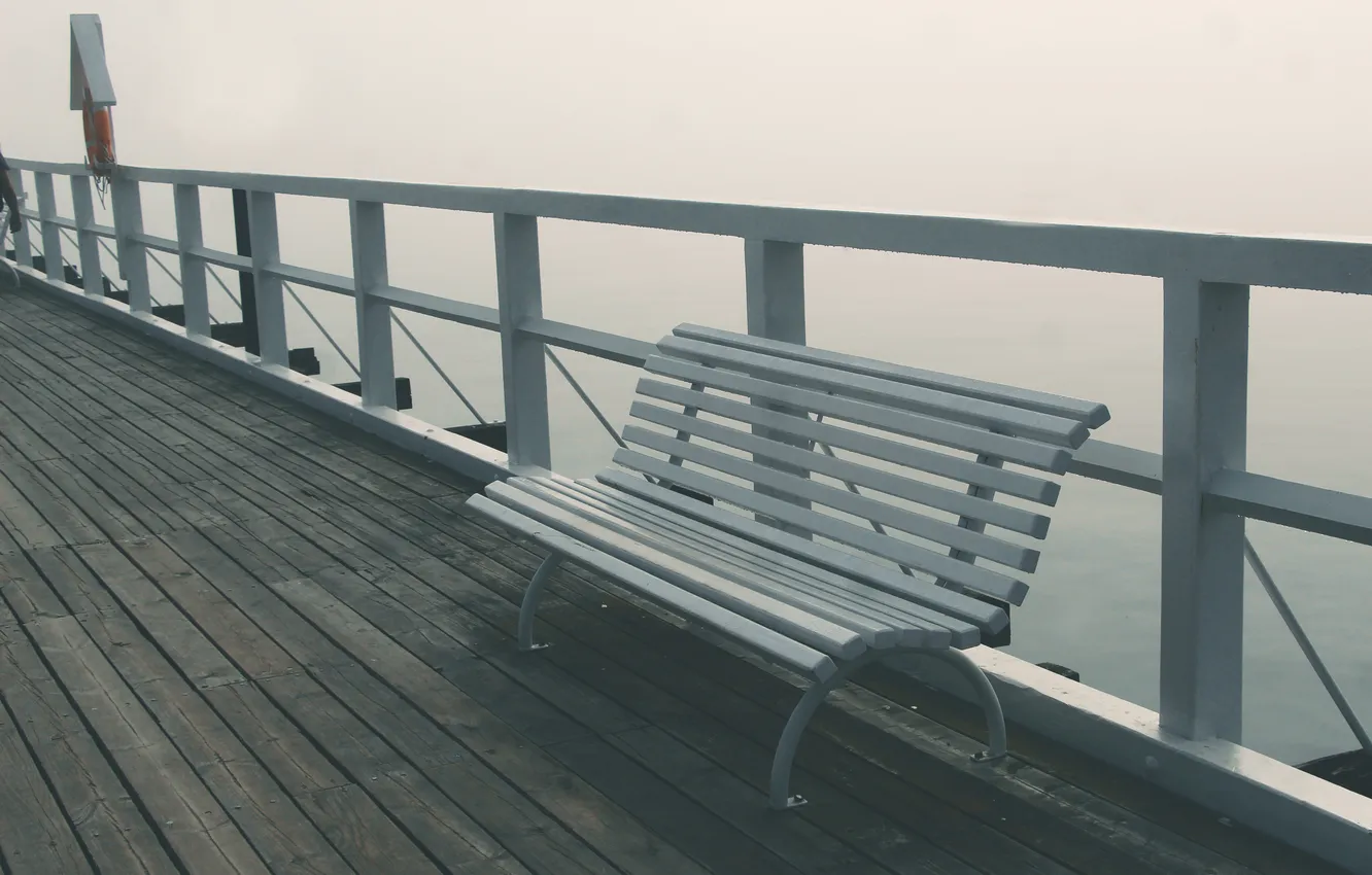 Фото обои fog, bench, pier