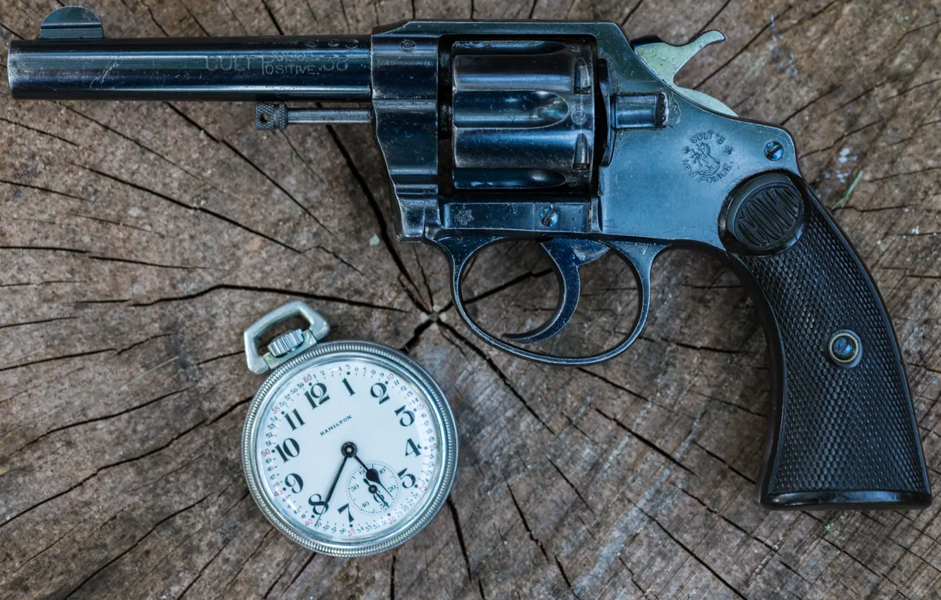 Фото обои оружие, часы, револьвер, Police, Colt, 1906