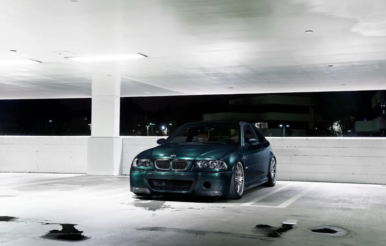 Фото обои BMW, Night, E46, Parking, M3