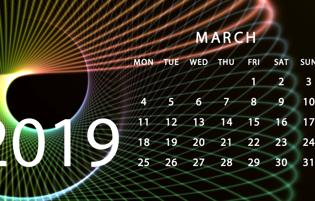 Фото обои календарь, март, 2019