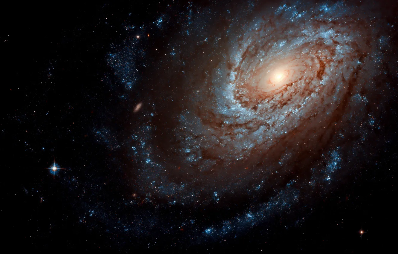 Фото обои Stars, Galaxy, Spiral galaxy, Constellation of Coma Berenices, The Umbrella Galaxy, Star Forming Galaxy, NGC …
