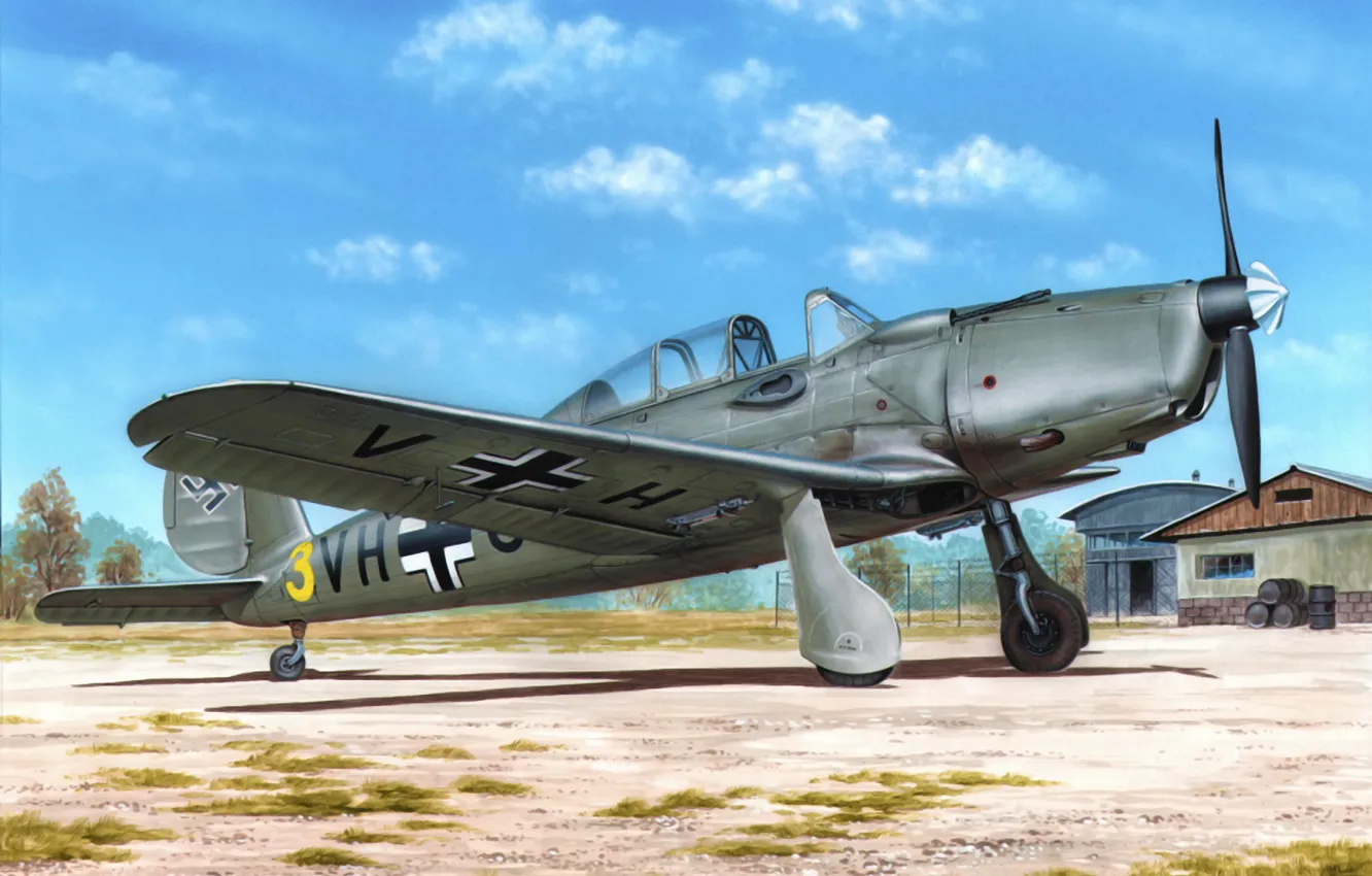 Фото обои war, art, airplane, painting, aviation, ww2, Arado Ar.96B-1/B-3
