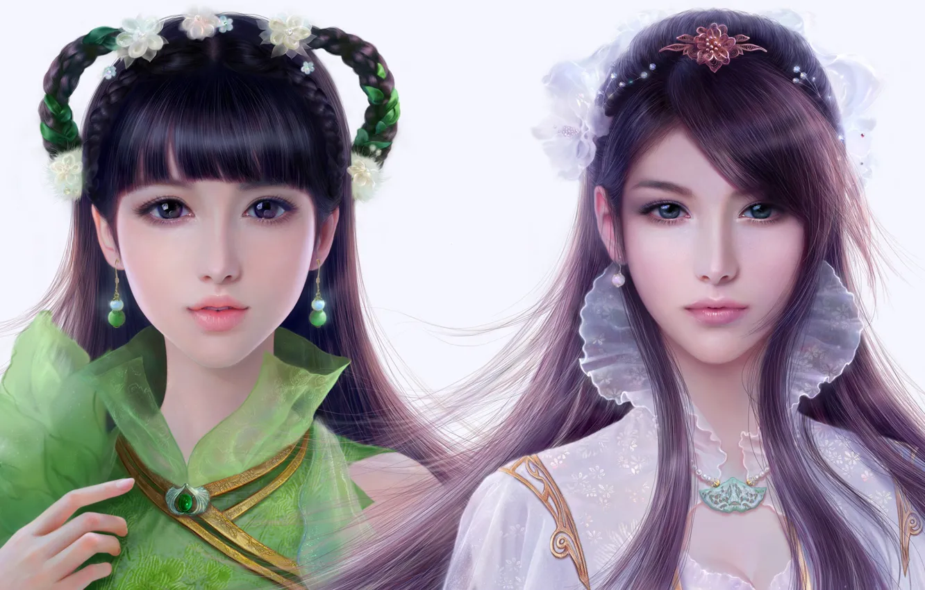 Фото обои девушка, портрет, аниме, арт, ruoxin zhang, фЭнтези