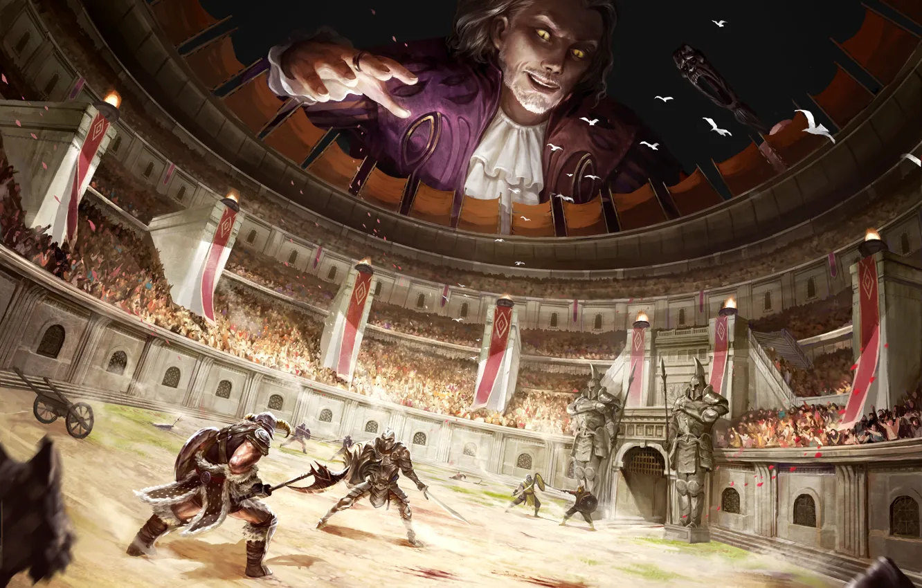 Фото обои Битва, Воины, Арена, Game, The Elder Scrolls: Legends