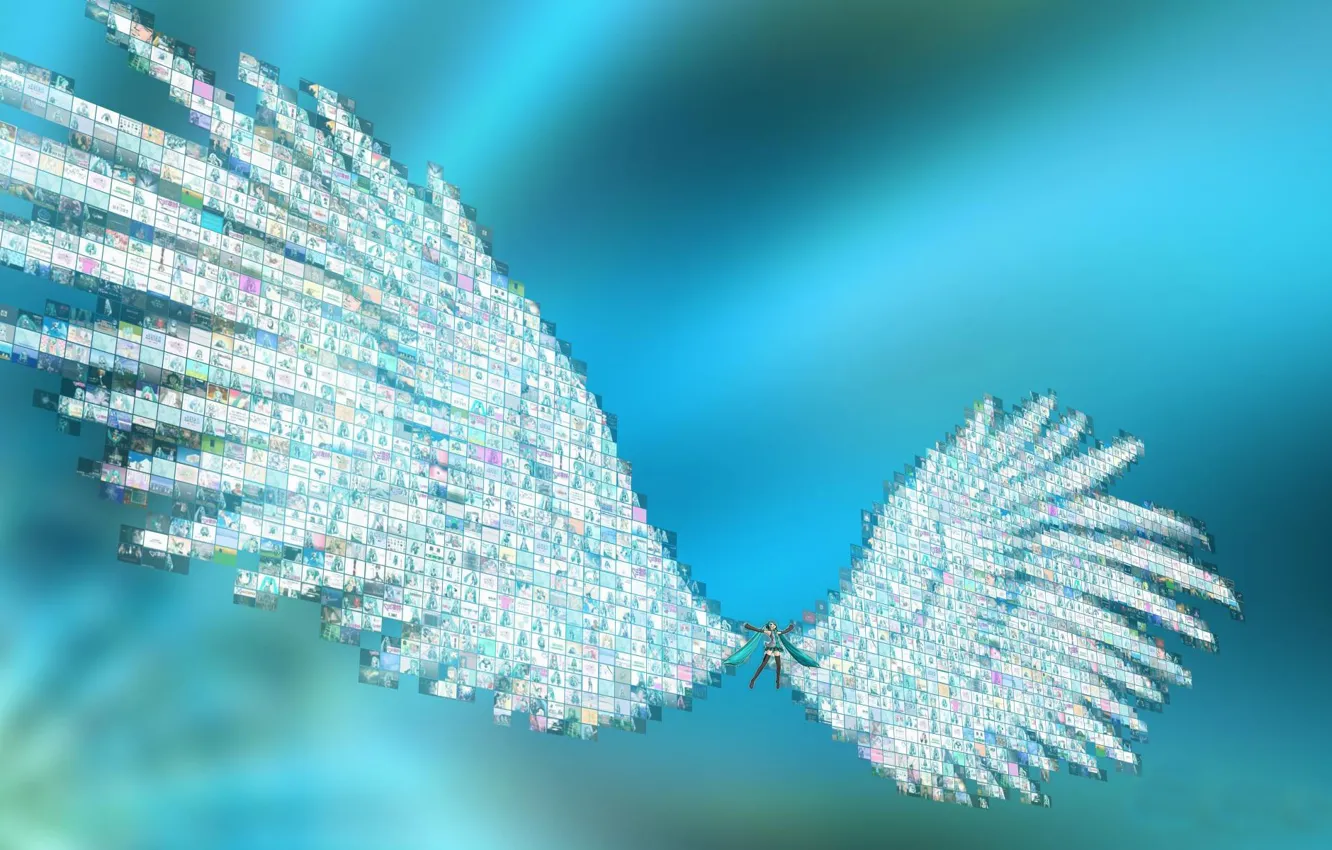 Фото обои девушка, аниме, вокалоид, крылья.