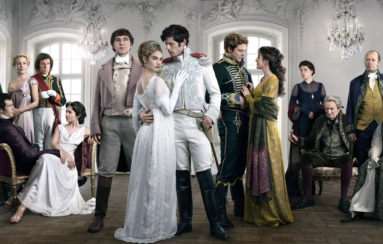 Фото обои James Norton, Lily James, Война и мир, Aneurin Barnard, War &amp; Peace, в сериале, Paul …