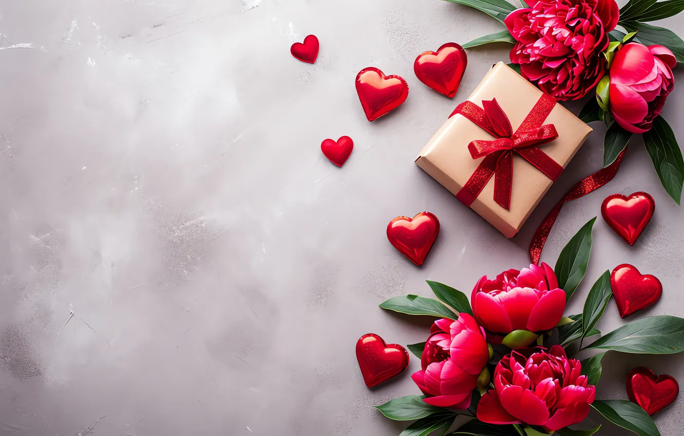 Фото обои любовь, цветы, подарок, романтика, love, happy, День святого Валентина, heart