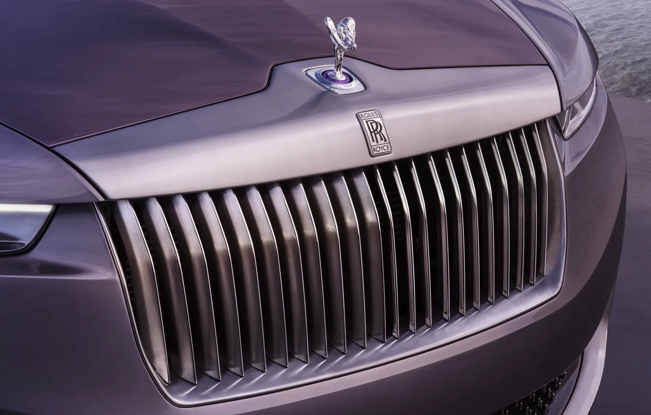 Фото обои Rolls-Royce, logo, symbol, Spirit of Ecstasy, grille, Amethyst, Rolls-Royce Amethyst Droptail