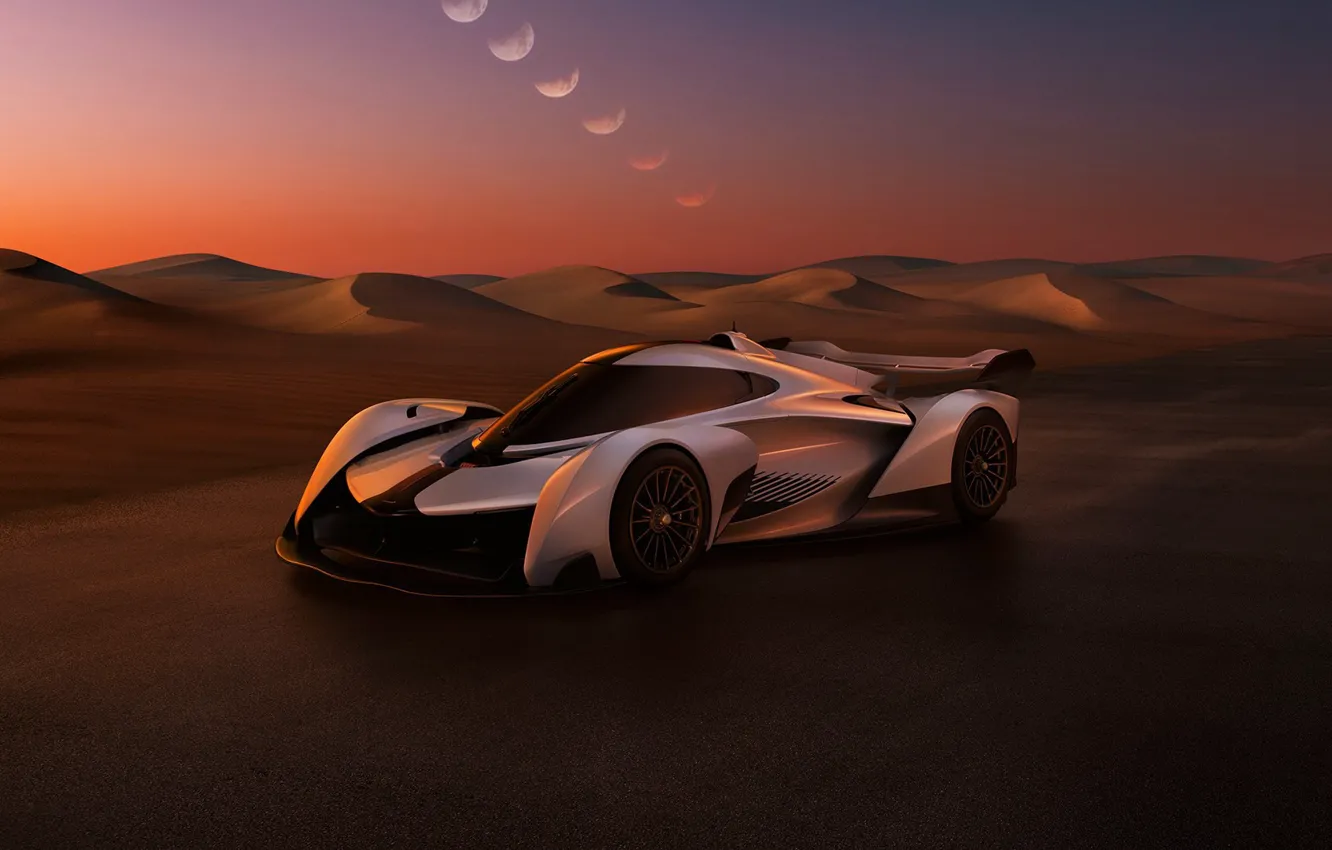 Фото обои дизайн, луна, пустыня, McLaren, мощь, moon, supercar, desert