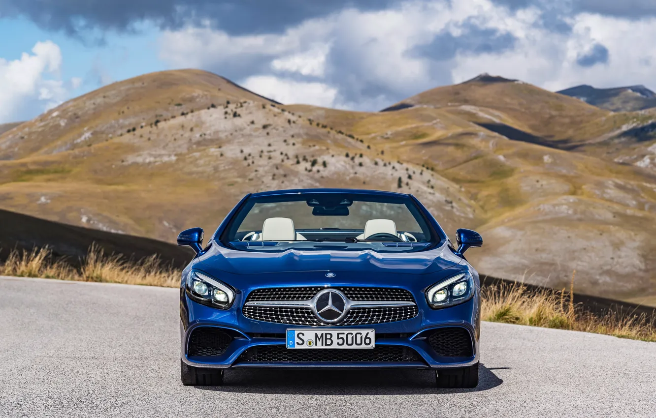 Фото обои горы, синий, природа, Mercedes-Benz, AMG, SL500