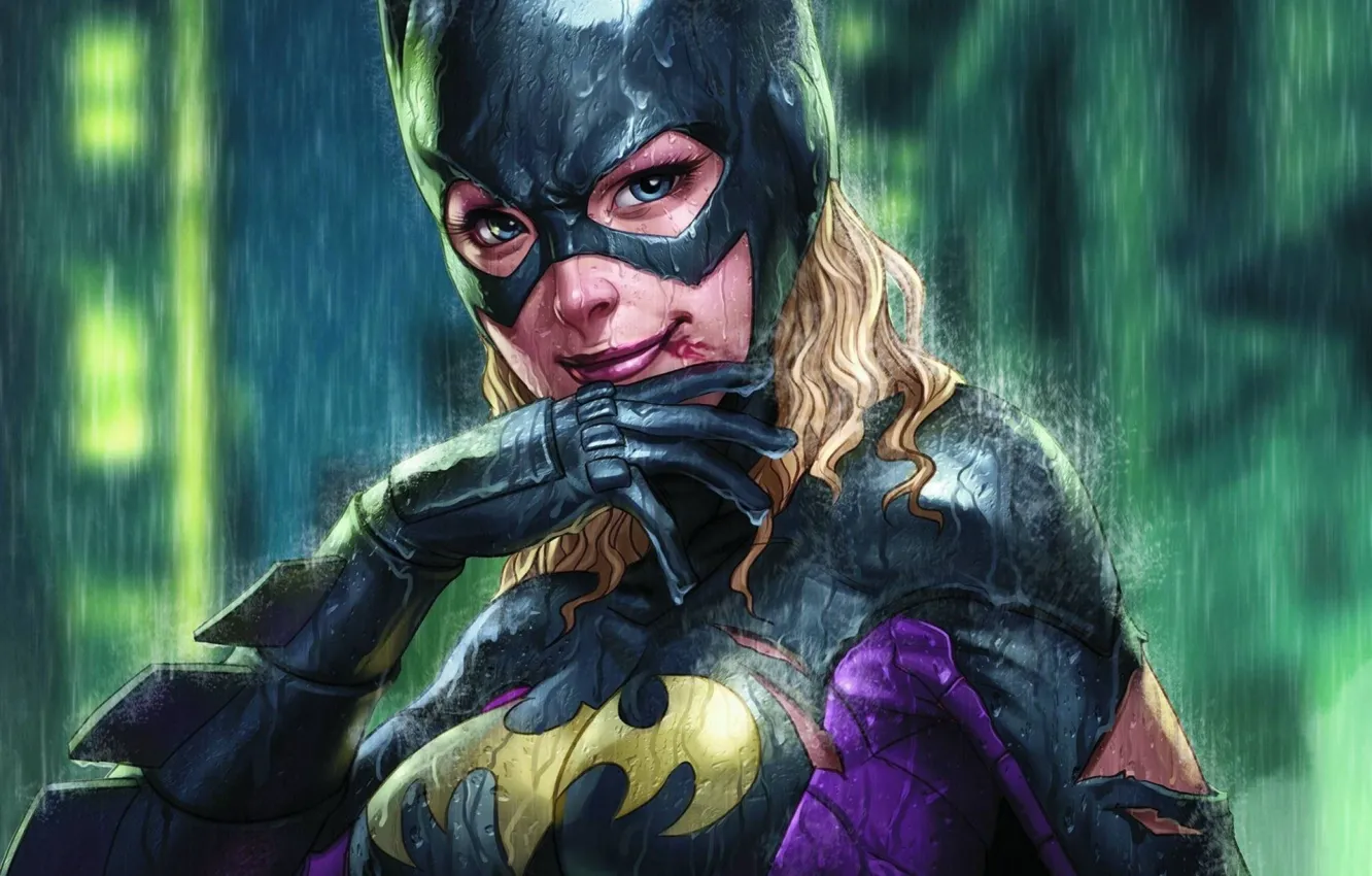 Фото обои дождь, арт, art, Batgirl, Бэтгёрл