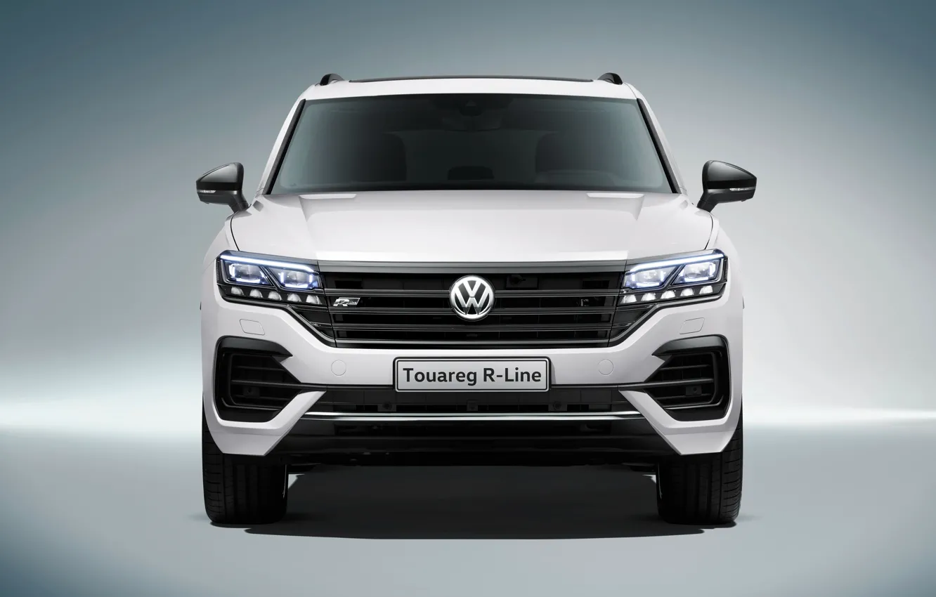 Фото обои фары, Volkswagen, вид спереди, Touareg, 2018, R-Line