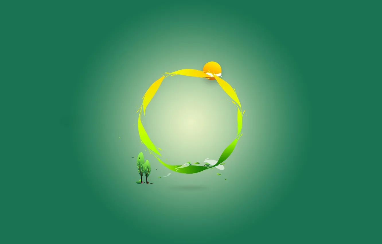 Фото обои зеленый, круг, минимализм