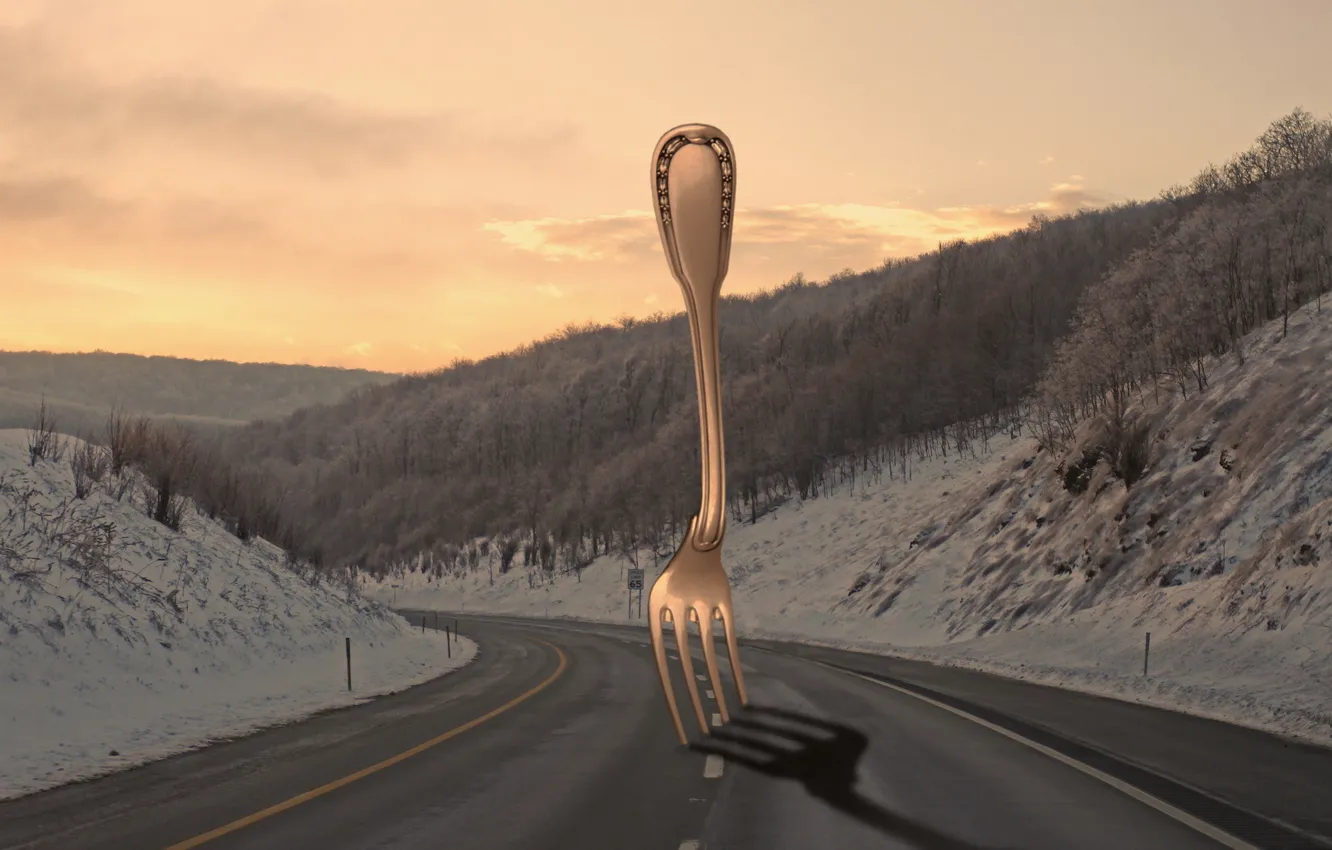 Фото обои дорога, ситуация, вилка