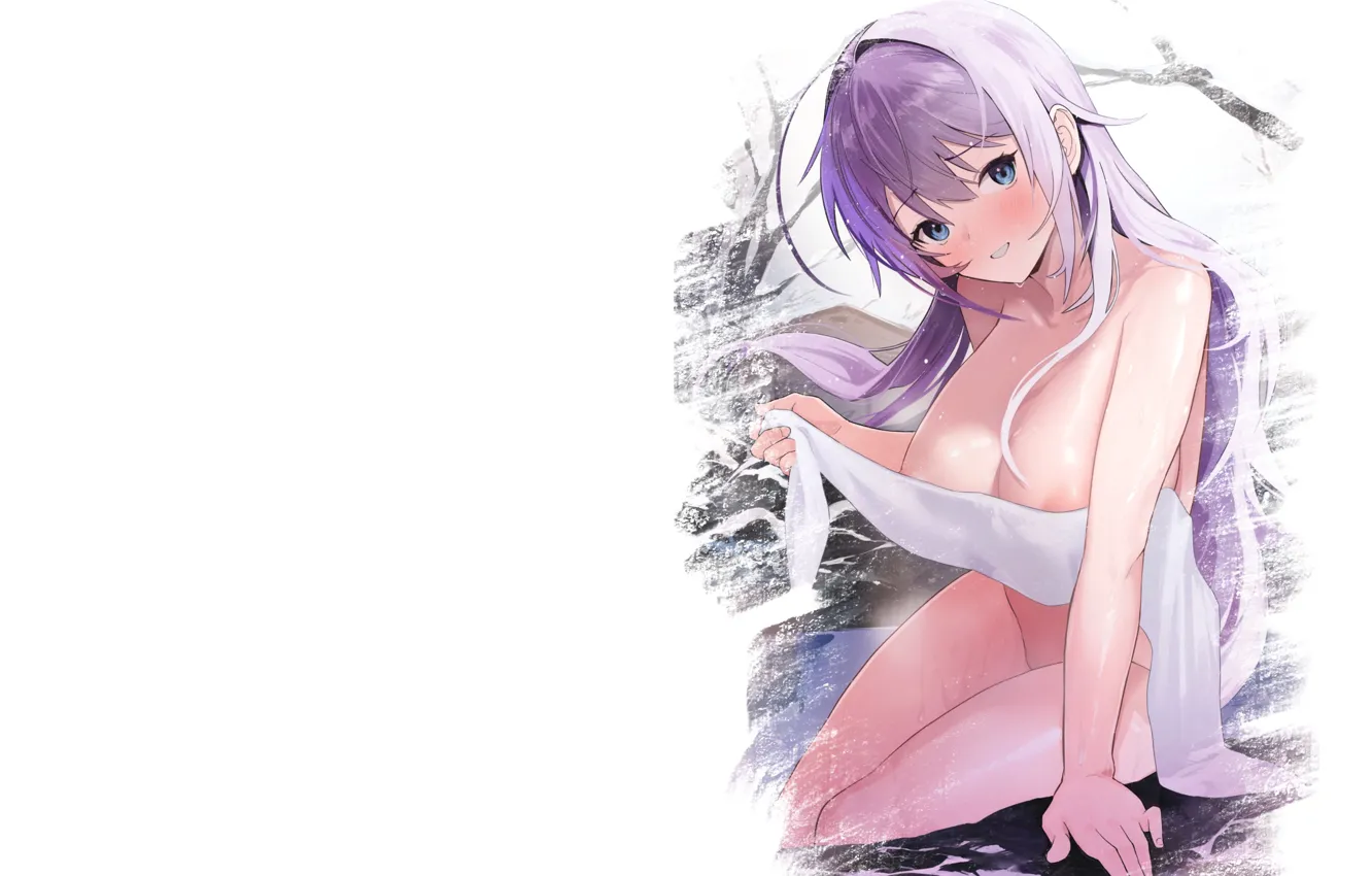 Фото обои girl, hot, sexy, wet, boobs, steam, anime, big boobs