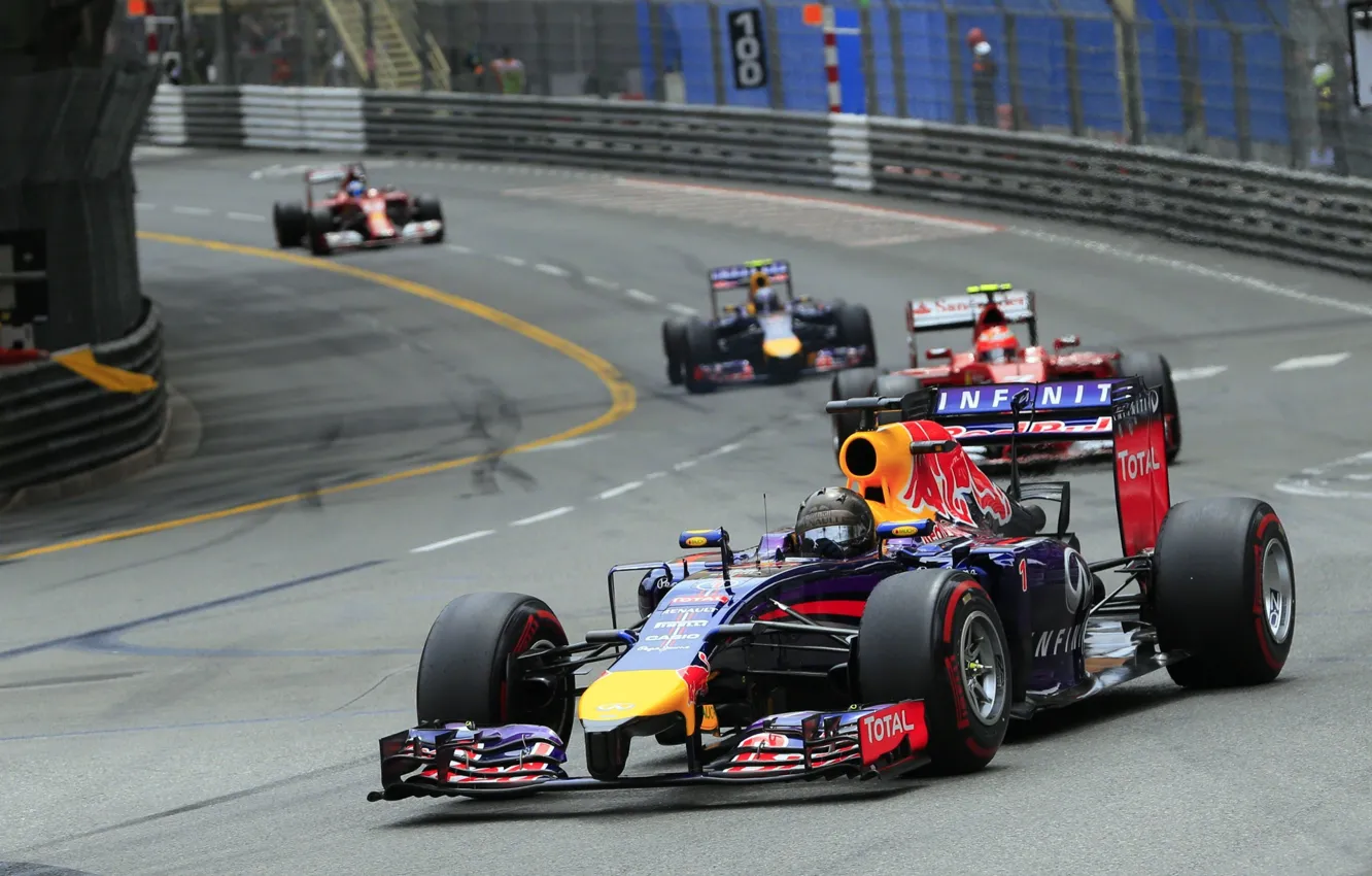 Фото обои Гонщик, Monaco, Formula 1, Red Bull, Vettel, Girls, Monte-Carlo, Чемпион