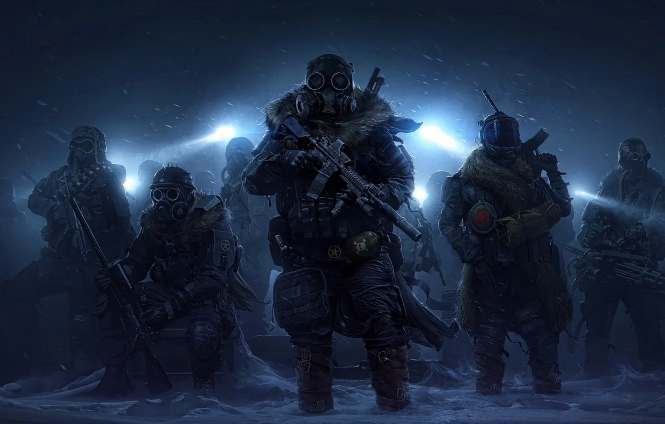 Фото обои soldier, weapon, snow, artwork, assault rifle, sniper rifle, video games, rifles