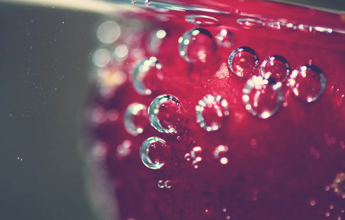 Фото обои макро, пузырьки, вишня, пузыри, еда, ягода, фрукт, water