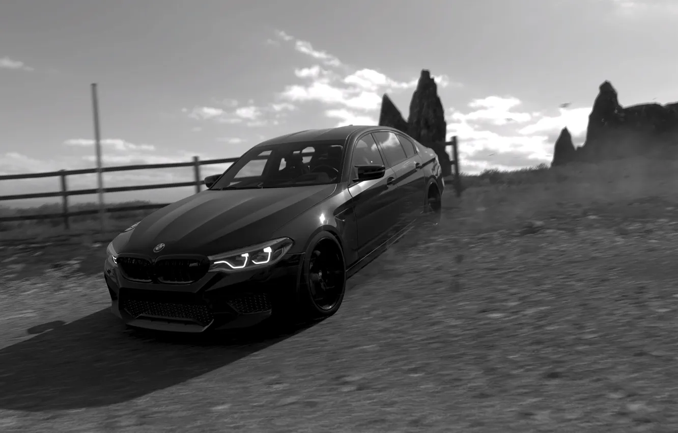 Фото обои HDR, BMW, Drift, Sky, Game, BMW M5, Trees, UHD
