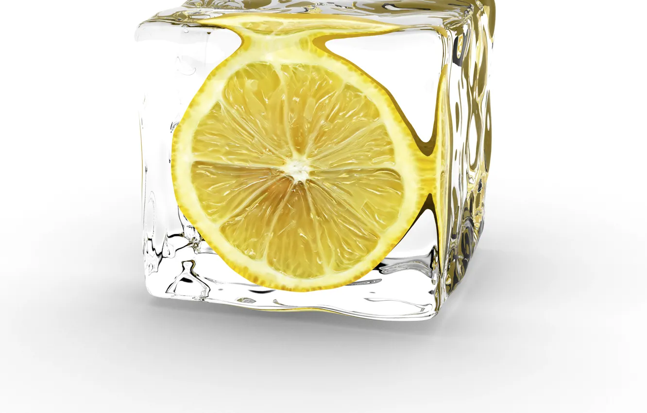 Фото обои лед, желтый, лимон, половинка
