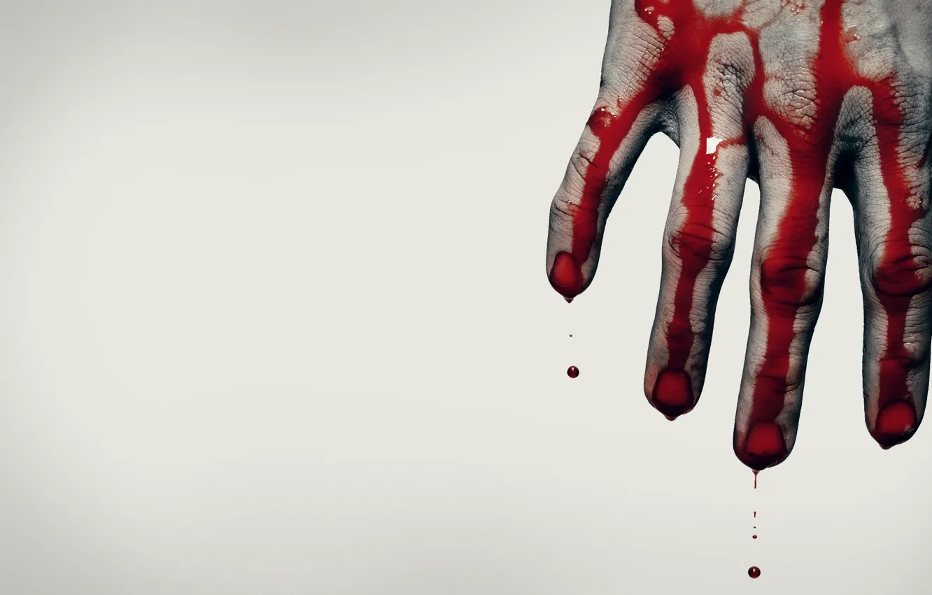 Фото обои кровь, рука, Ситуации, серый фон