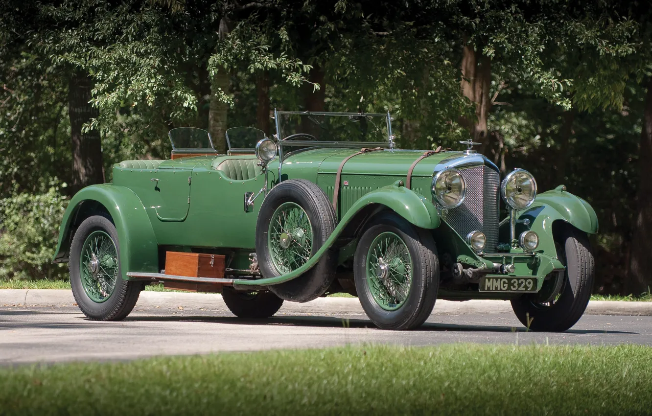 Фото обои Green, Retro, British Car, 1931 Bentley 4 14