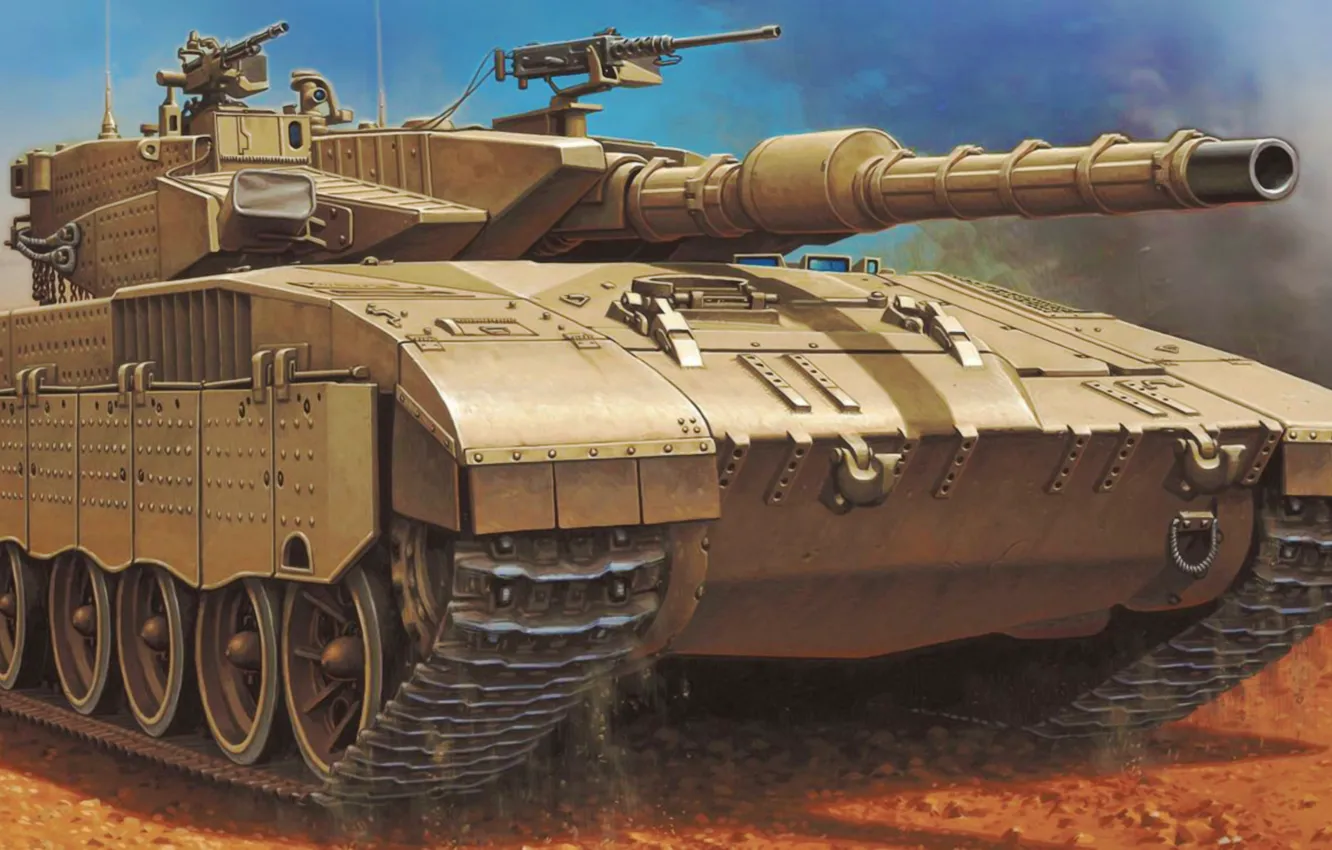 Фото обои war, art, painting, tank, MERKAVA MK.III