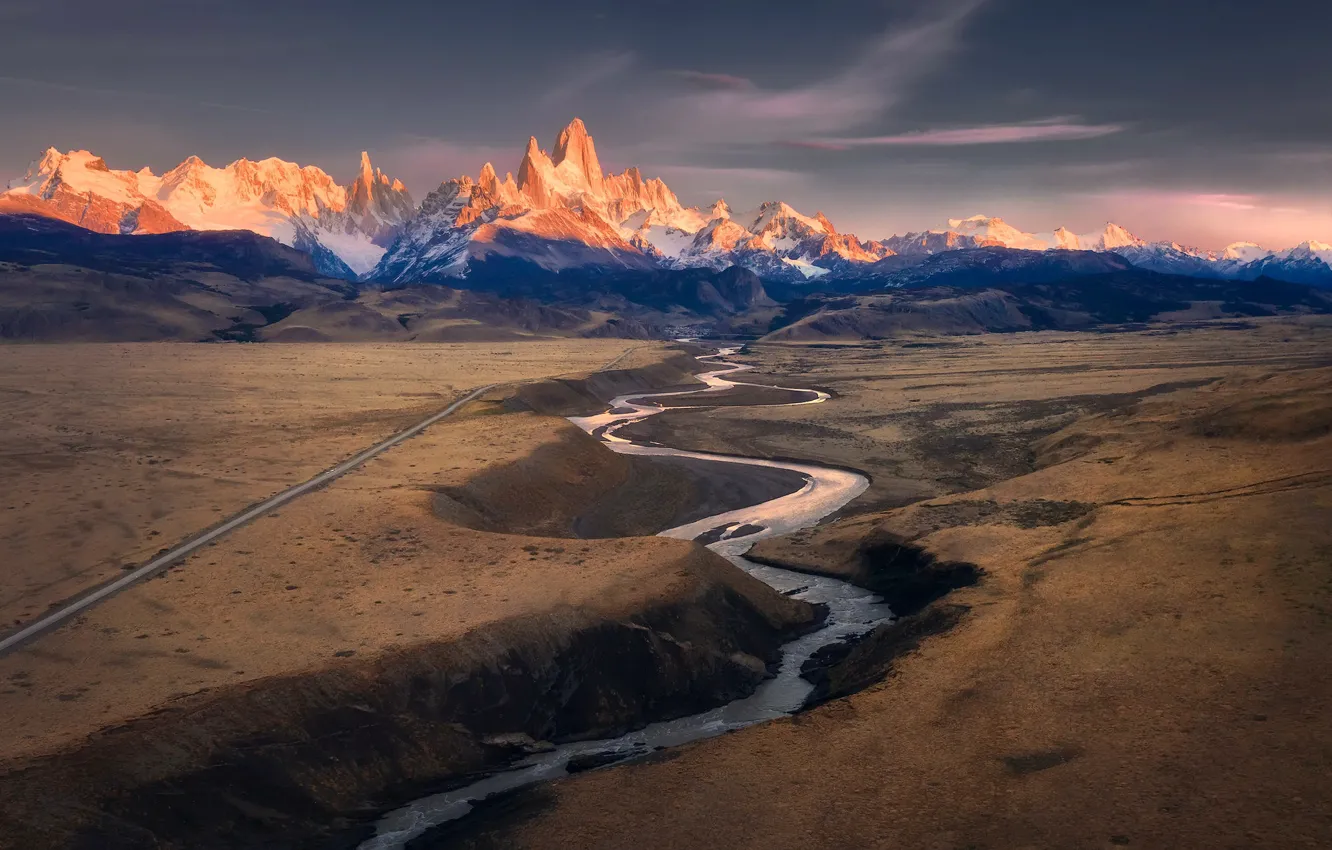 Фото обои горы, долина, Patagonia