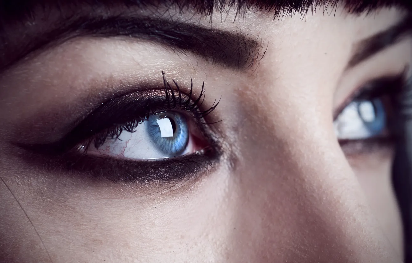 Фото обои girl, close-up, woman, blue eyes, face, eye, female, make up