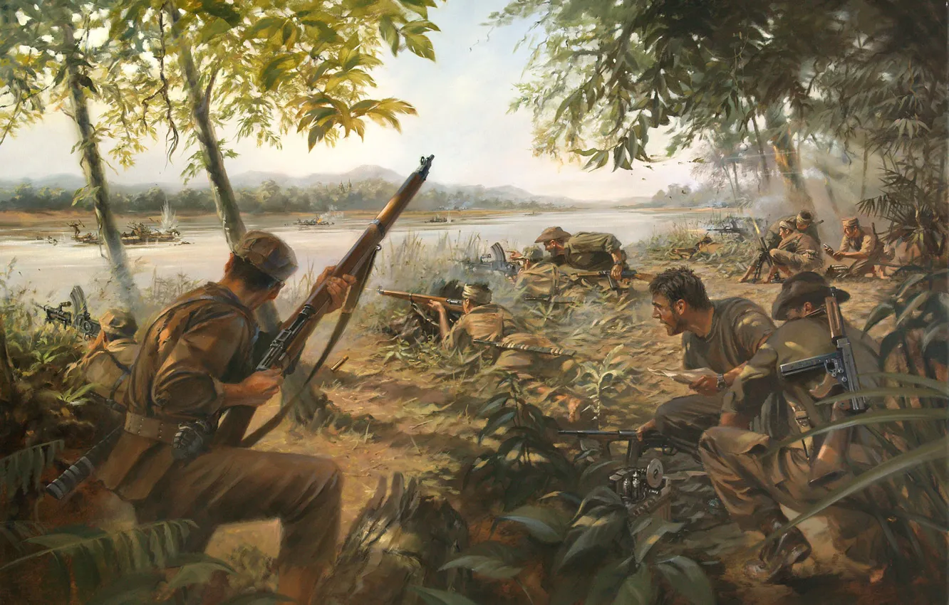 Фото обои оружие, война, арт, солдаты, The Story Behind the Painting