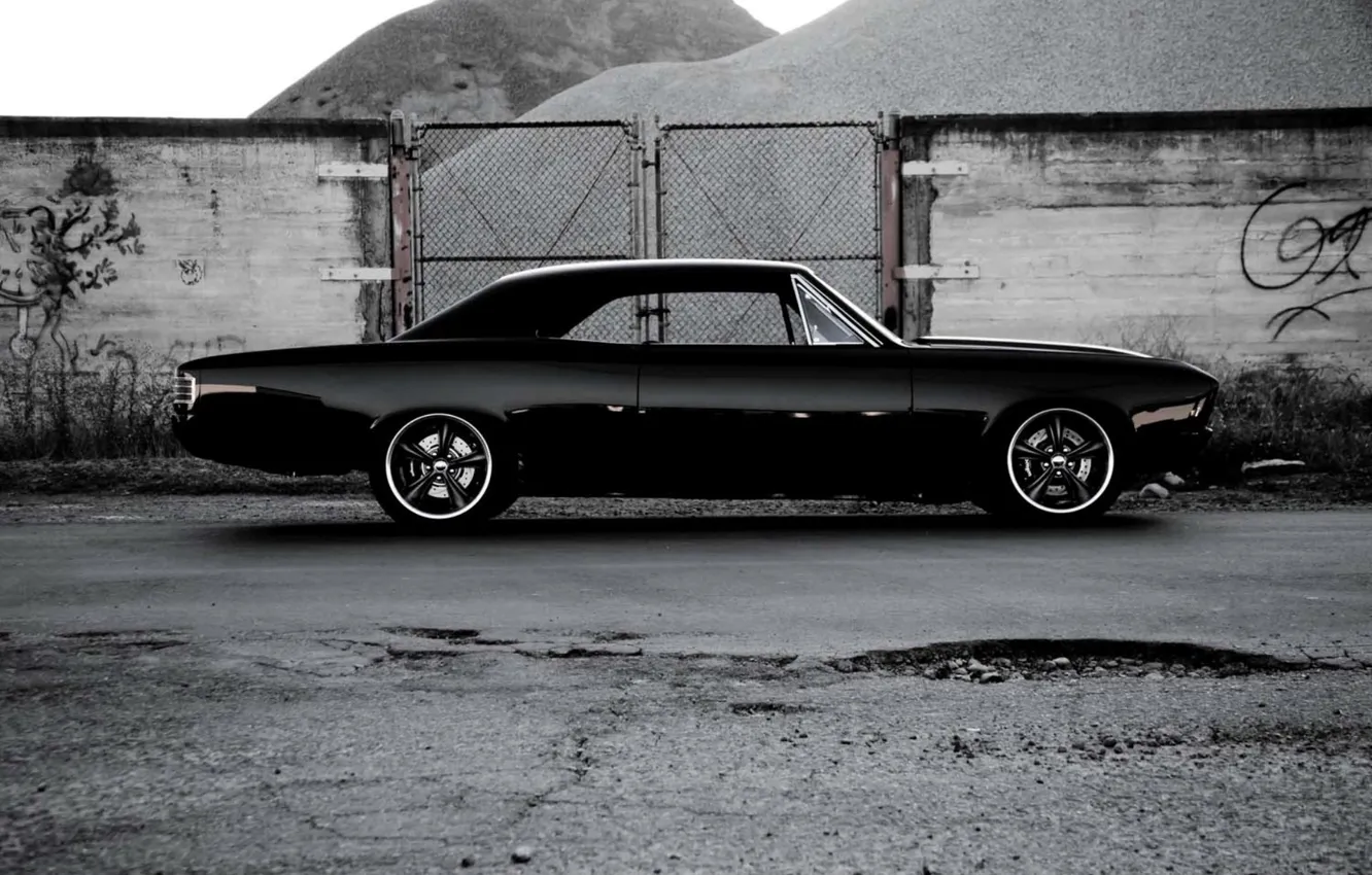 Фото обои Chevrolet, black, Chevelle, right side, The Sickness