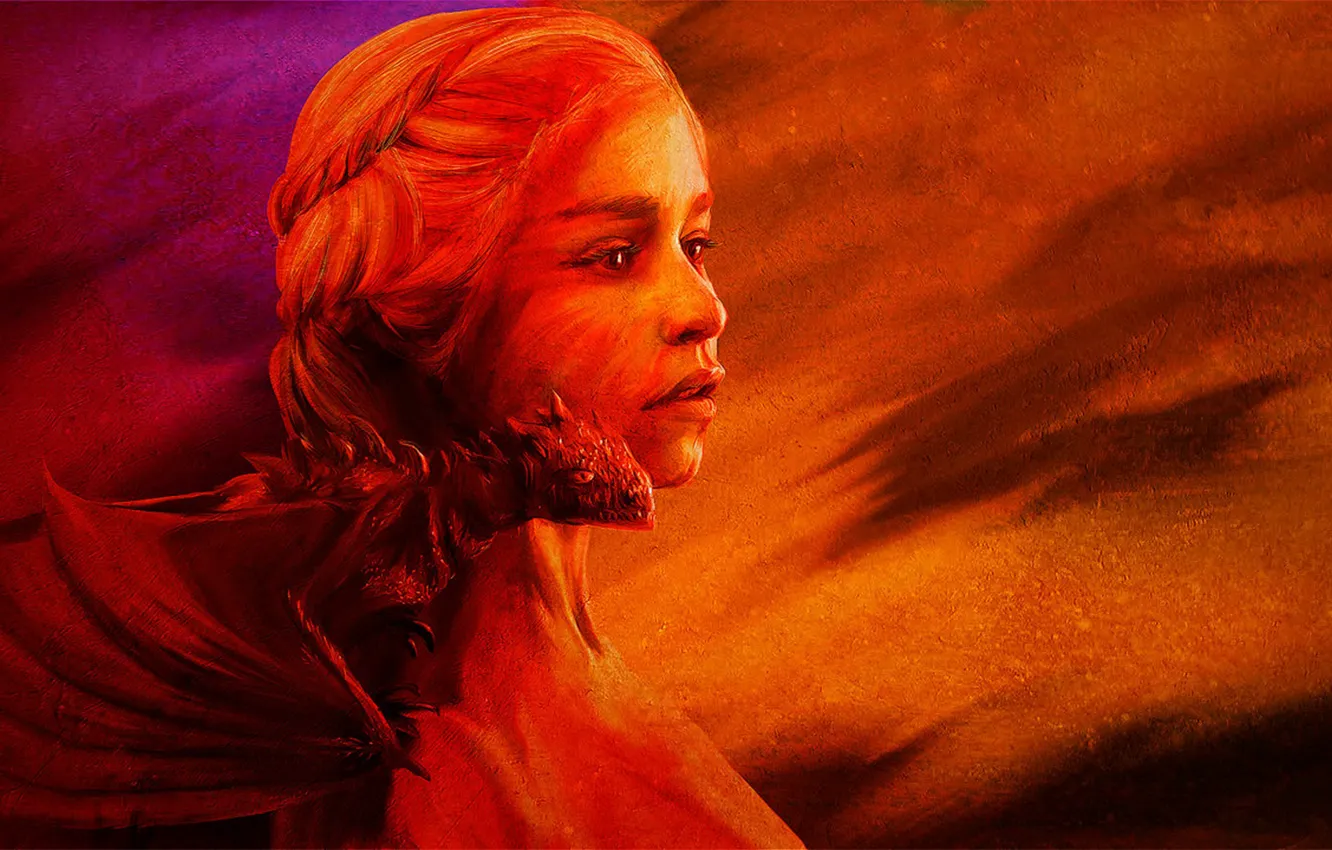 Фото обои Dragon, art, Game of Thrones, Daenerys Targaryen, Ice and Fire