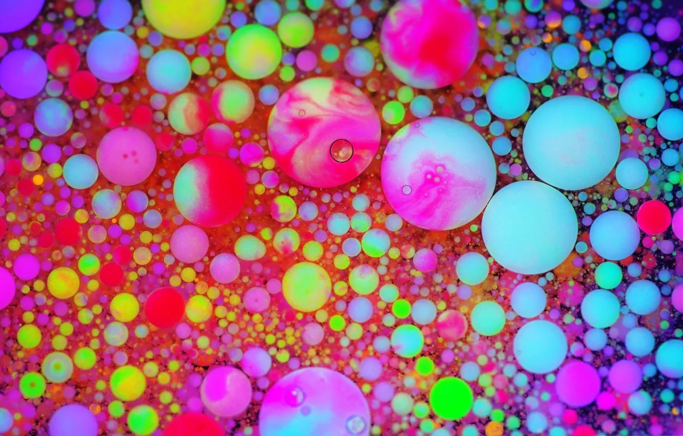 Фото обои шарики, макро, краски, флуоресценция
