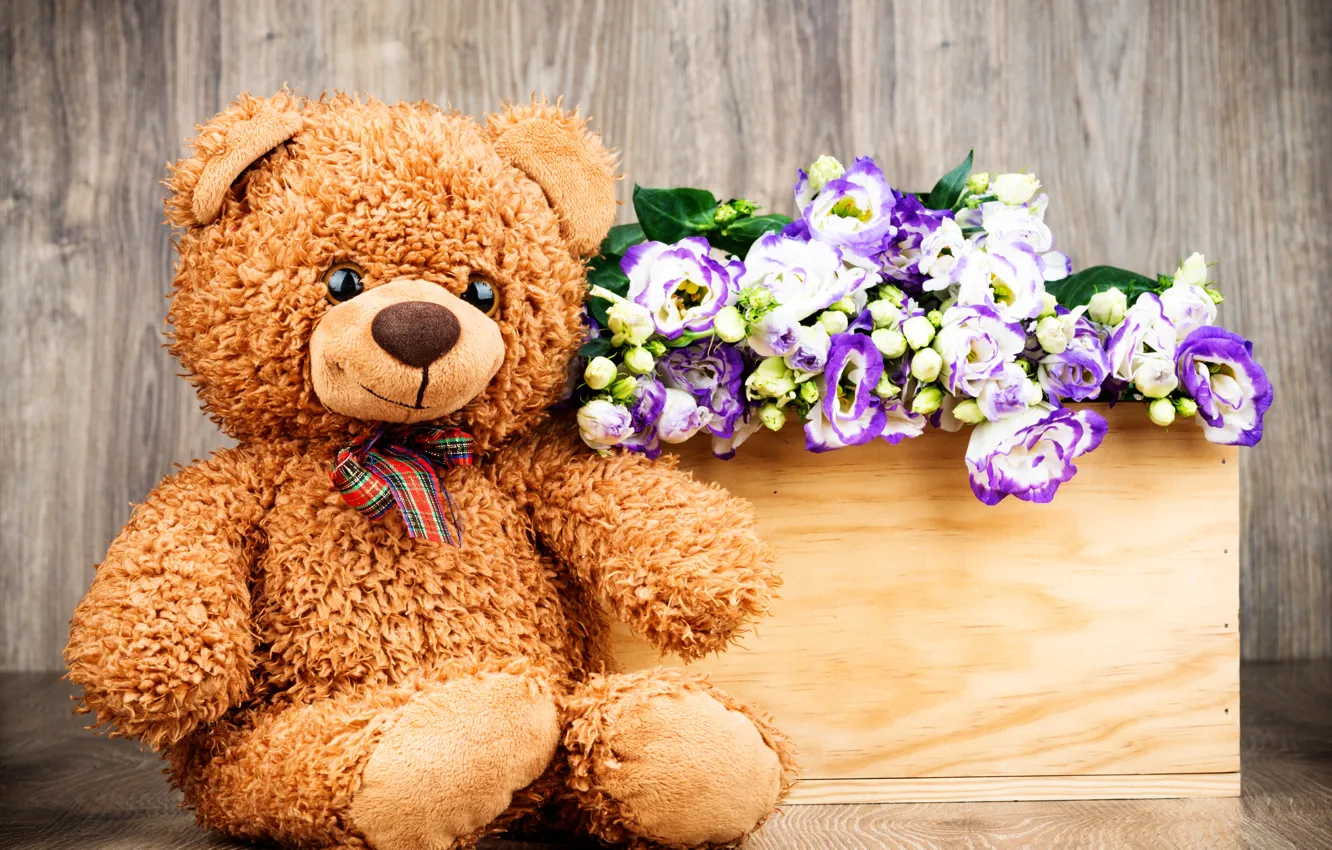Фото обои цветы, подарок, букет, мишка, love, flowers, romantic, gift
