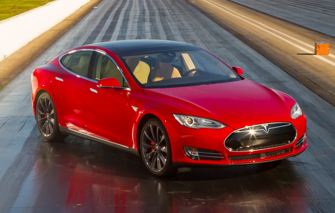 Фото обои Red, Tesla, Model S, 2015, P85D