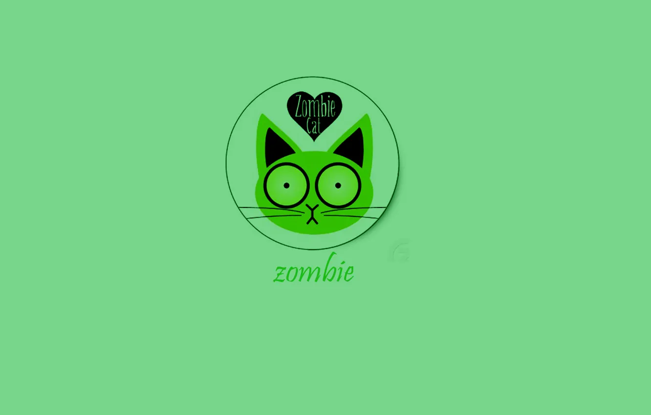 Фото обои кот, зеленый, обои, зомби