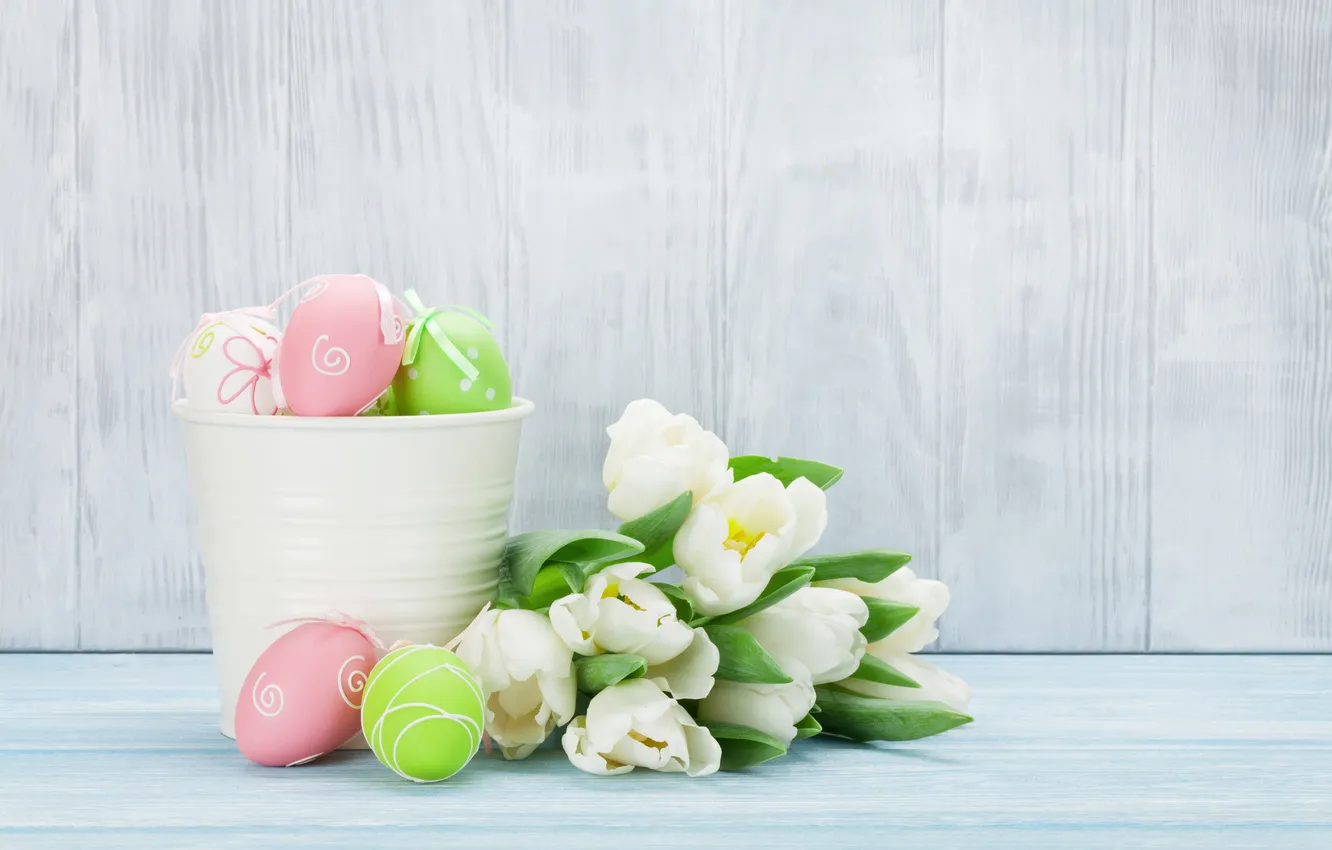 Фото обои цветы, яйца, весна, Пасха, white, happy, wood, pink