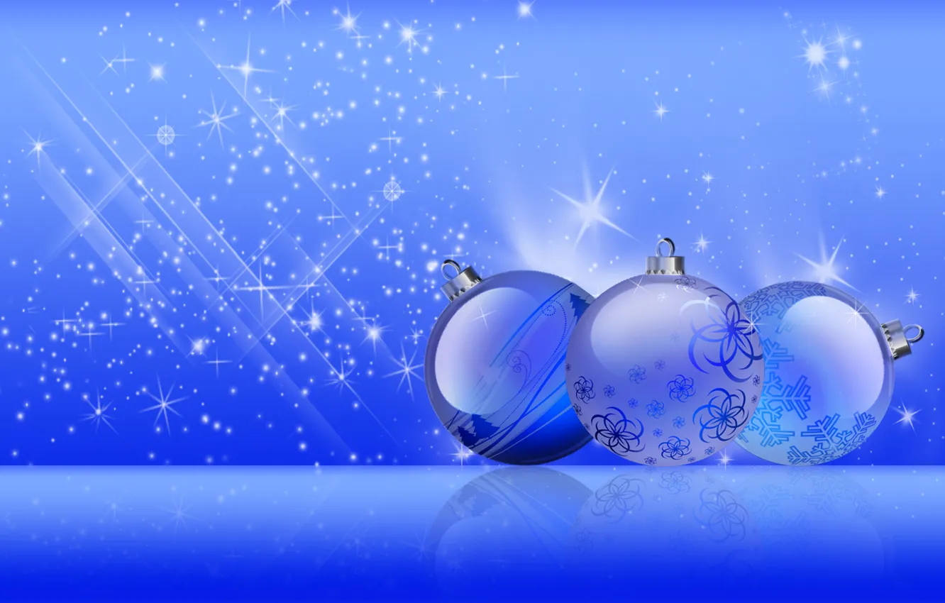 Фото обои шарики, синие, Игрушки, новогодние